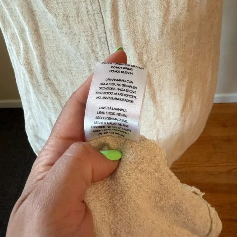 Thread & Supply Linen Blend Women's Cream Beige Racerback Maxi Dress Size Medium - Picture 6 of 8